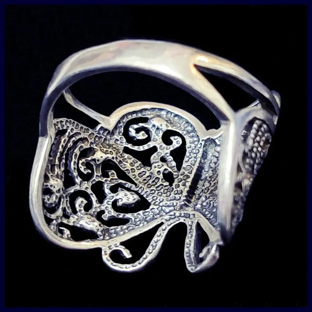 Sterling Silver 925 Filigree Butterfly Ring with CZ Accents Size 7 NV Maker Mark - Picture 5 of 9